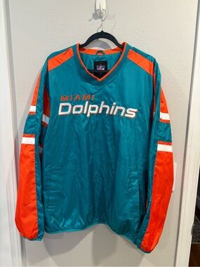 Miami Dolphins NFL Pullover Windbreaker Jacket Men’s Size Large NWOT
